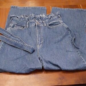 Nasty Gal High Rise Paper bag Waist Blue Jeans, Sz 4, NWOT
